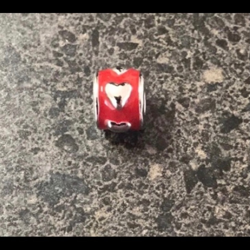 Red Enamel with Silver Hearts Euro Charm